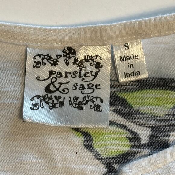 Parsley & Sage Colorful Doodle Sketch Tee Womens Small Lagenlook Boho Artsy Top - Picture 6 of 9